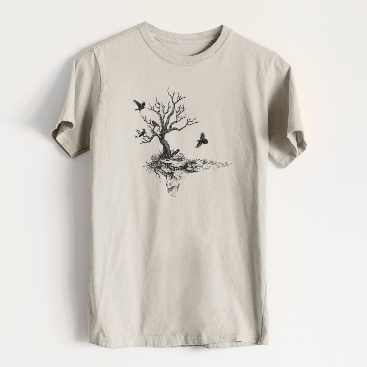 Twisted Tree with Ravens - Heavyweight Men&#39;s 100% Organic Cotton Tee