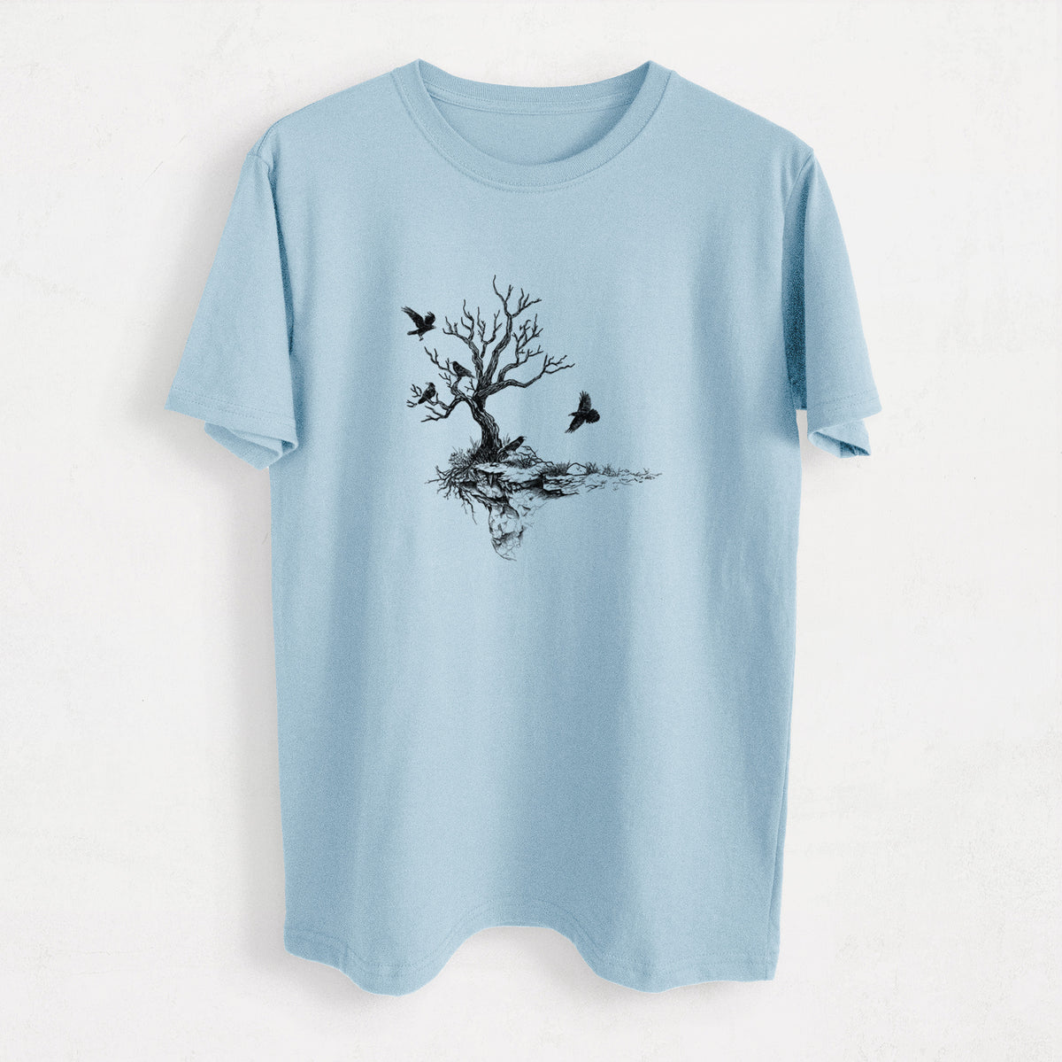Twisted Tree with Ravens - Heavyweight Men&#39;s 100% Organic Cotton Tee