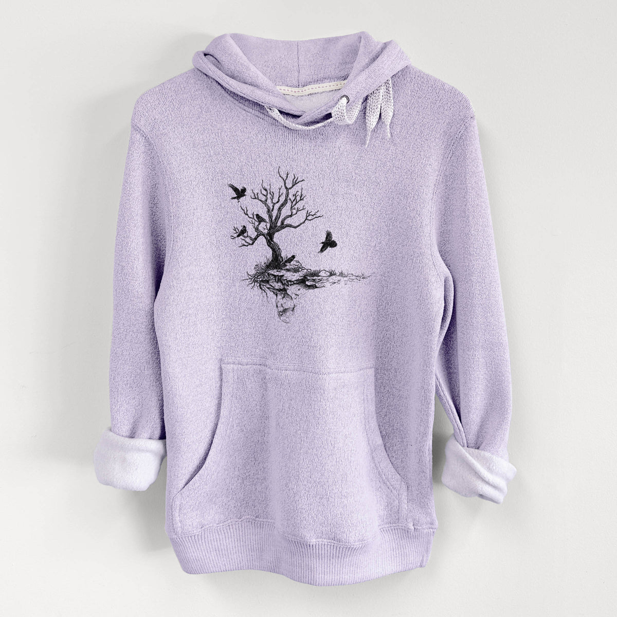 Twisted Tree with Ravens - Knit Hoodie