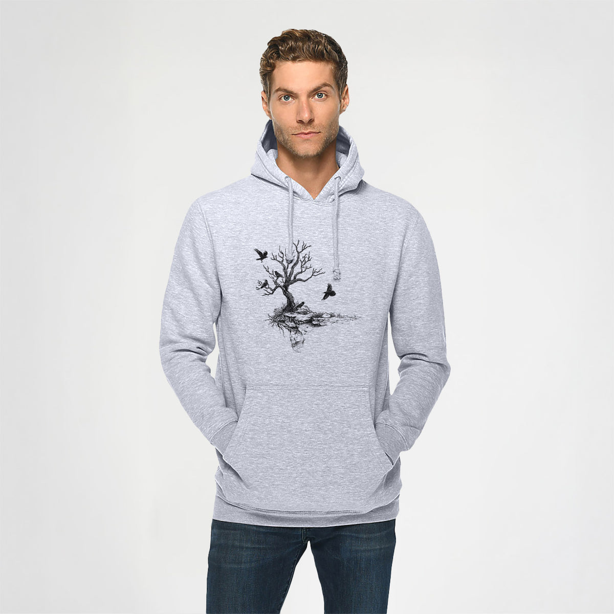 Twisted Tree with Ravens - Heavyweight Fleece Hoodie