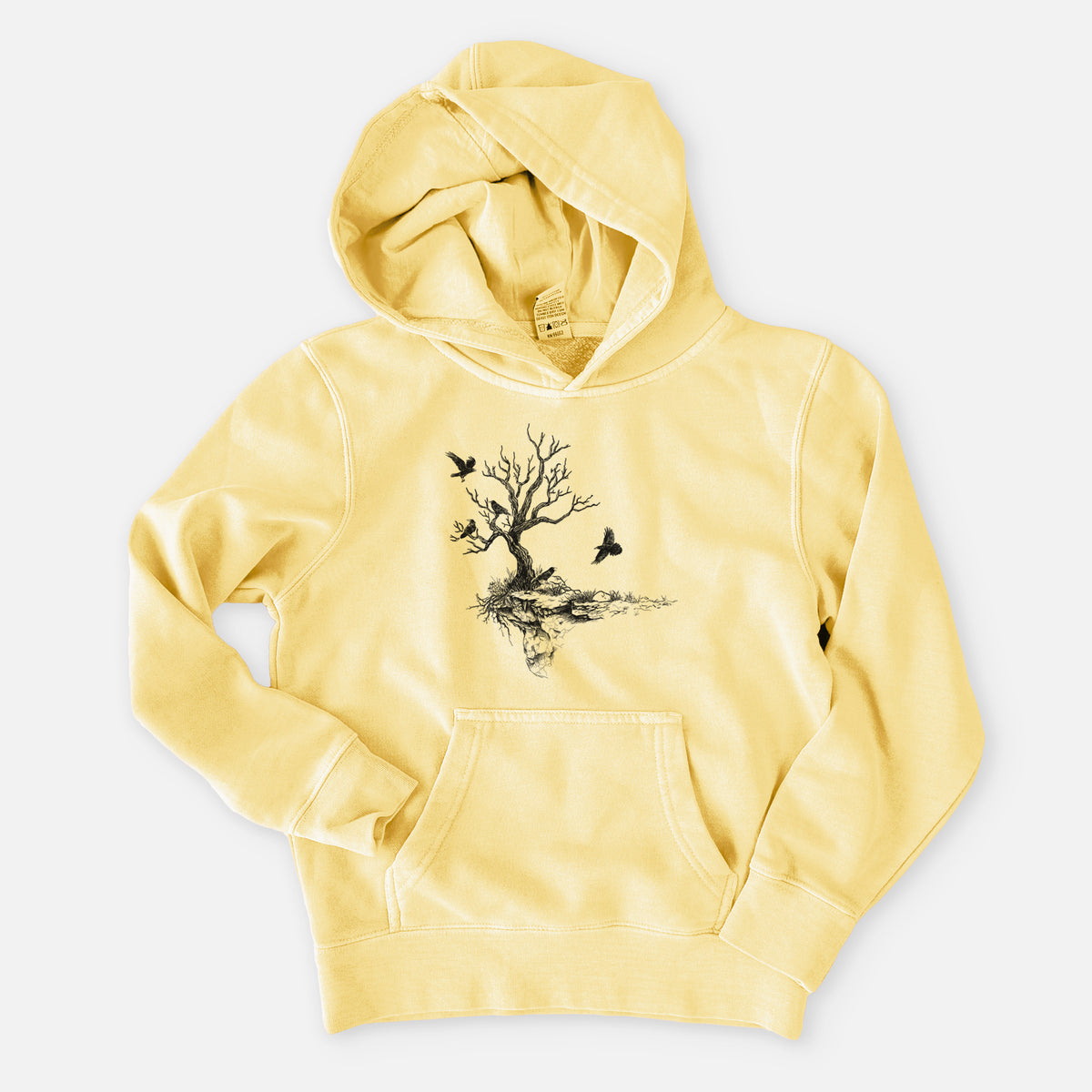 Twisted Tree with Ravens - Youth Pigment Dyed Hoodie