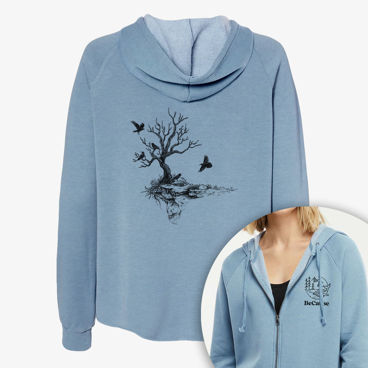 Twisted Tree with Ravens - Women&#39;s Cali Wave Zip-Up Sweatshirt