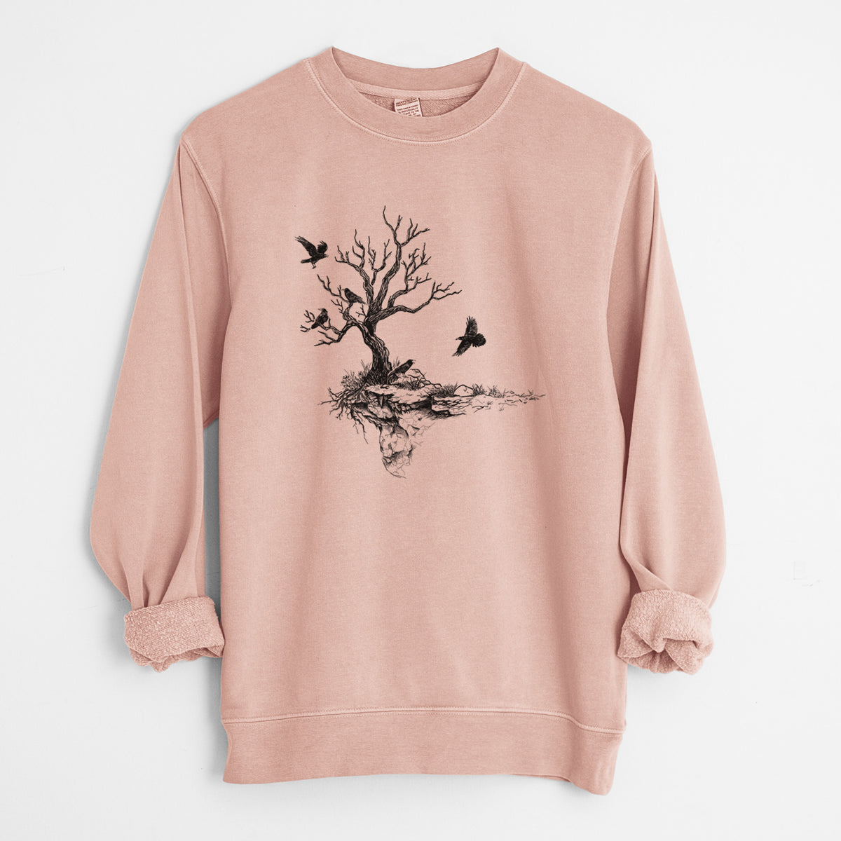 Twisted Tree with Ravens - Unisex Pigment Dyed Crew Sweatshirt