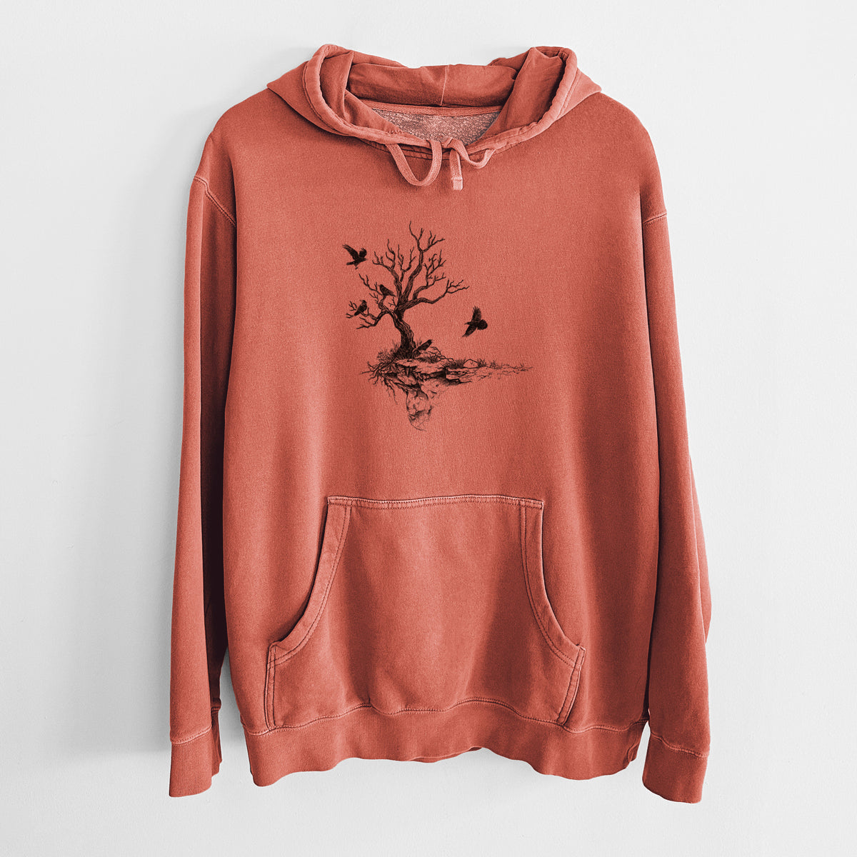 Twisted Tree with Ravens - Unisex Pigment Dyed Hoodie