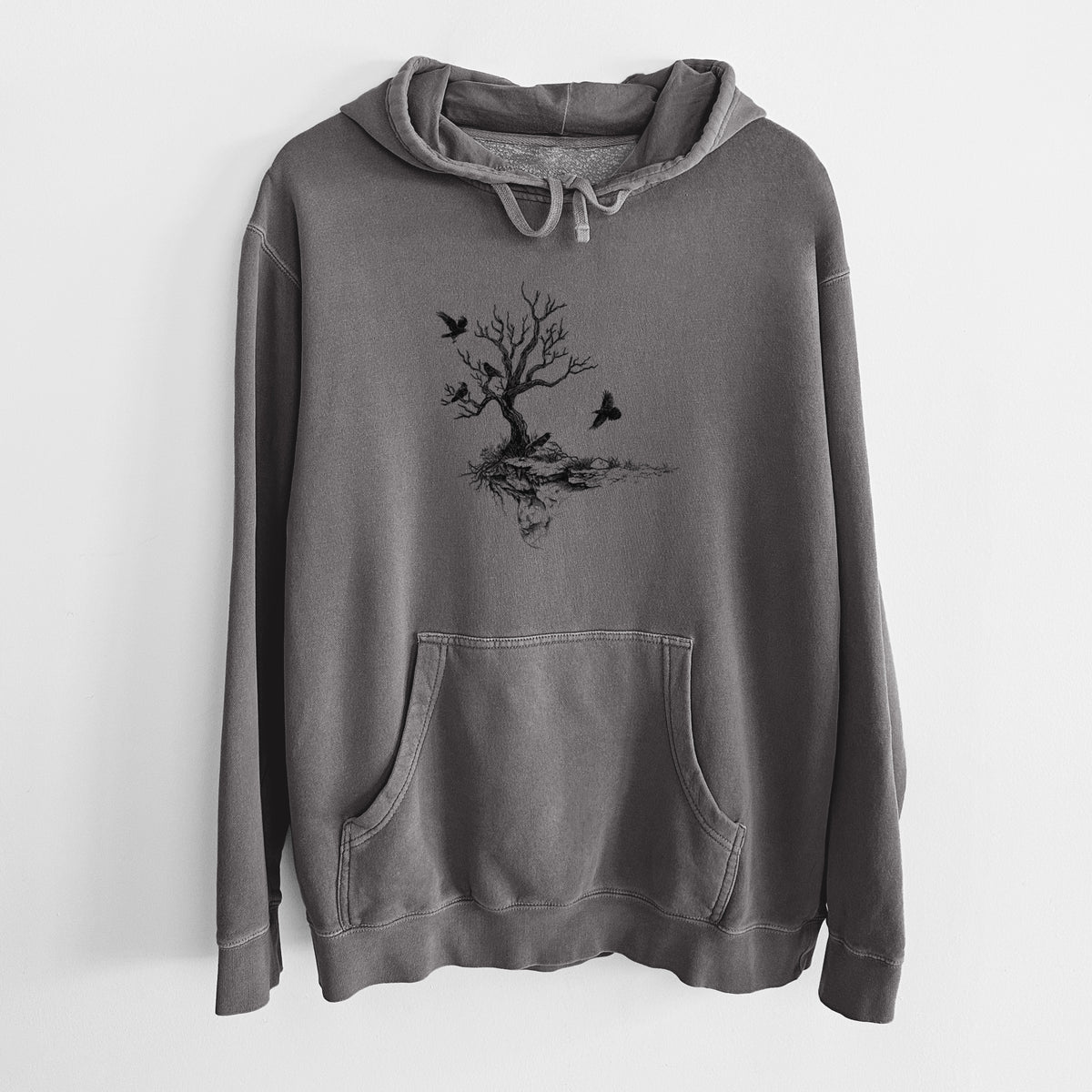 Twisted Tree with Ravens - Unisex Pigment Dyed Hoodie