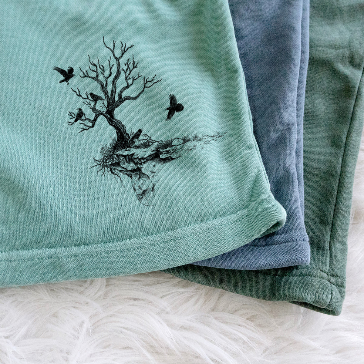 Twisted Tree with Ravens - Unisex Pigment Dyed Shorts