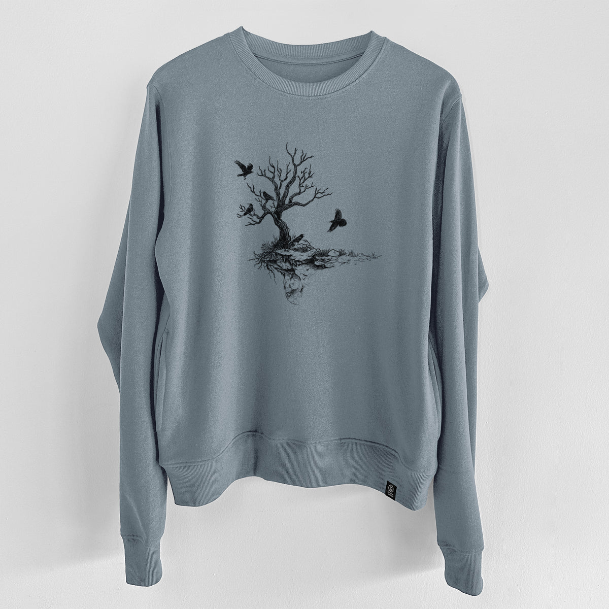 Twisted Tree with Ravens  - Unisex Reclaimed Crewneck Sweatshirt