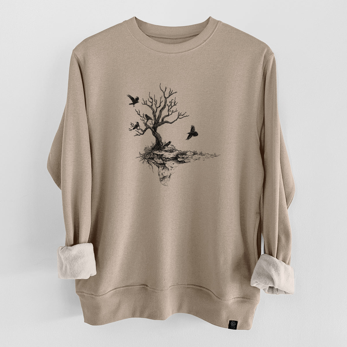 Twisted Tree with Ravens  - Unisex Reclaimed Crewneck Sweatshirt