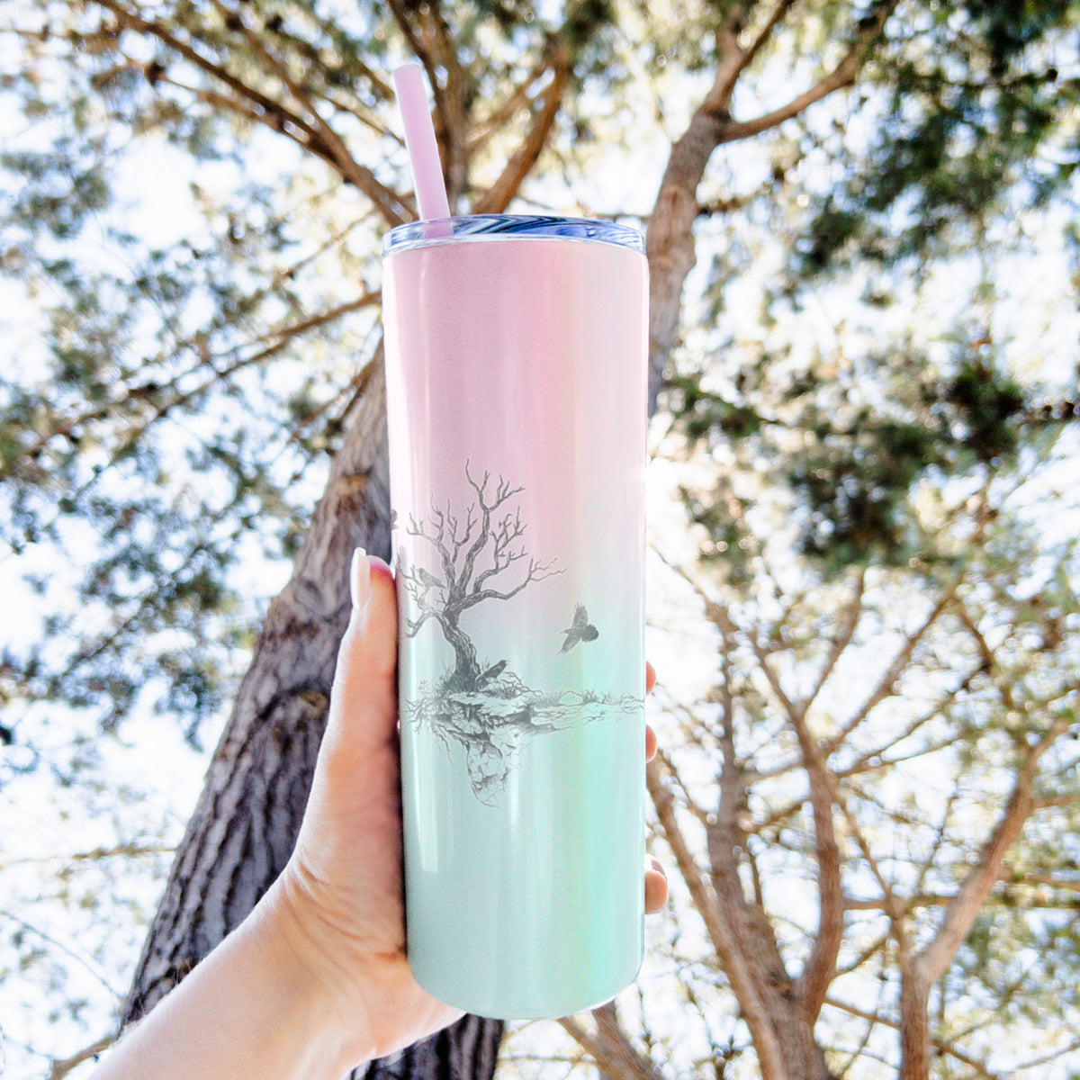 Twisted Tree with Ravens - 20oz Skinny Tumbler