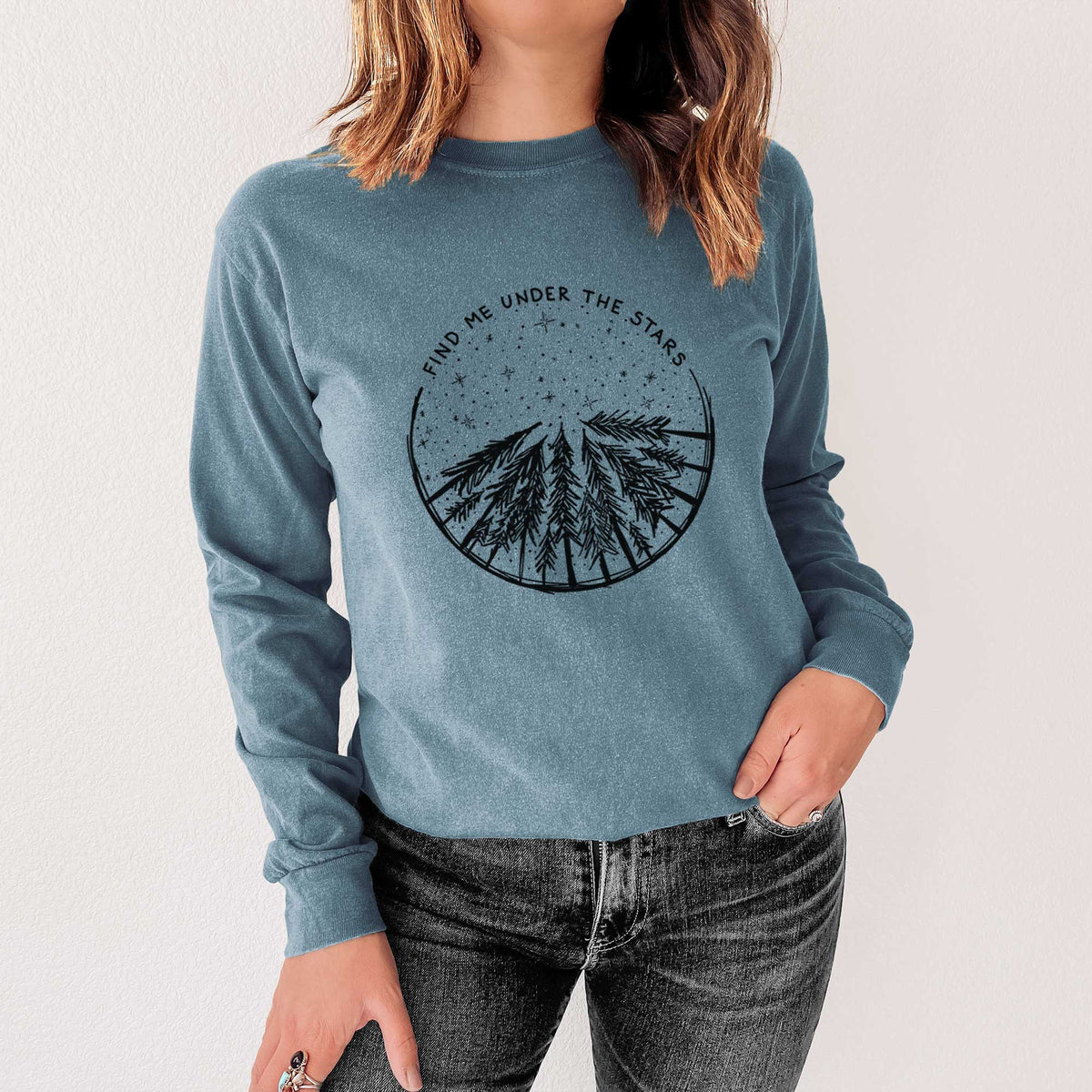 Find Me Under the Stars - Men&#39;s Heavyweight 100% Cotton Long Sleeve