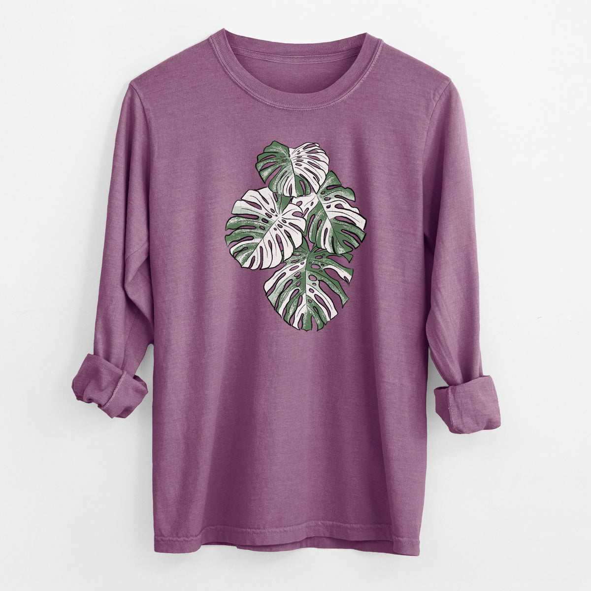 Variegated Monstera - Men&#39;s Heavyweight 100% Cotton Long Sleeve