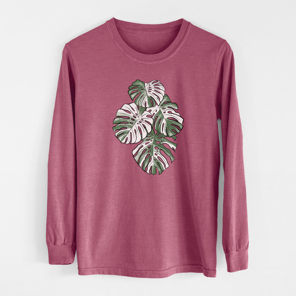 Variegated Monstera - Men&#39;s Heavyweight 100% Cotton Long Sleeve