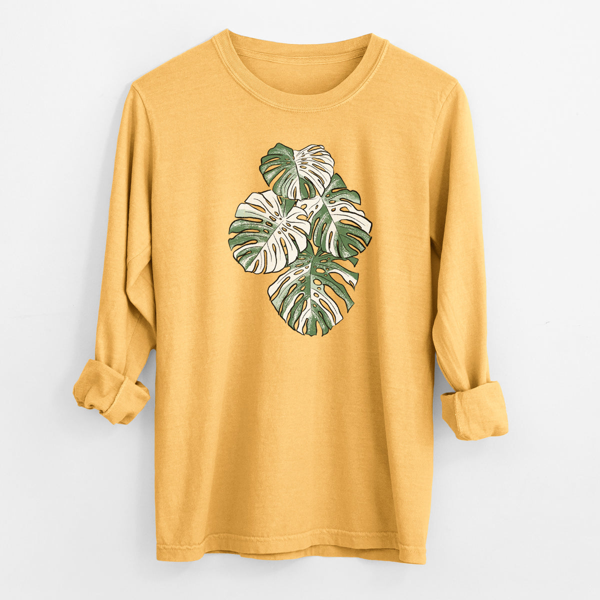 Variegated Monstera - Men&#39;s Heavyweight 100% Cotton Long Sleeve