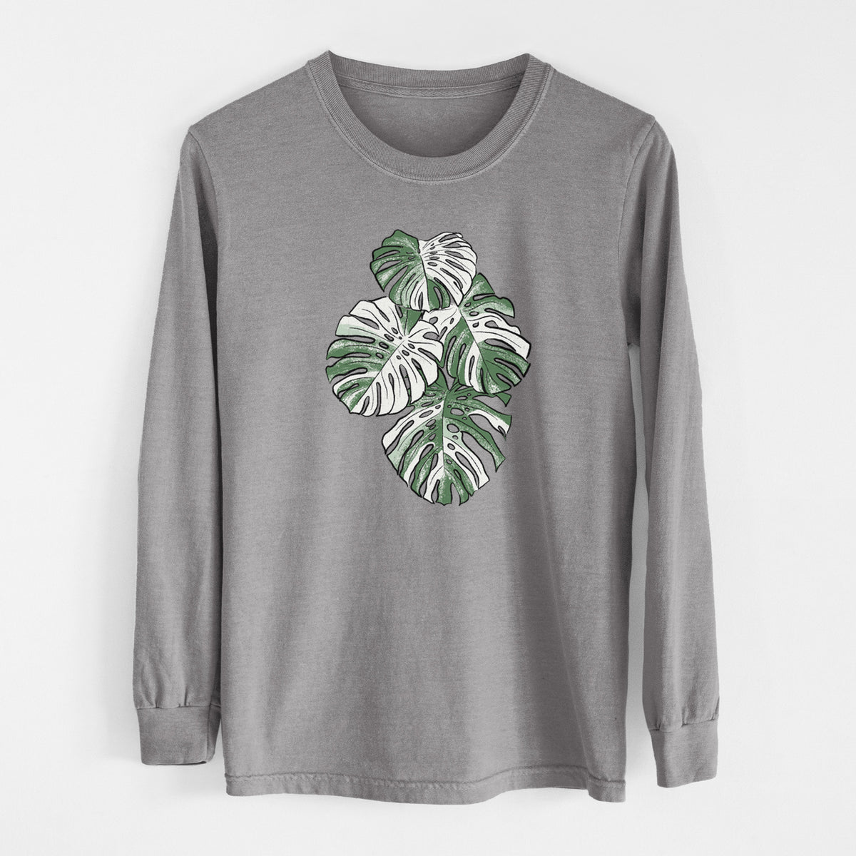 Variegated Monstera - Men&#39;s Heavyweight 100% Cotton Long Sleeve