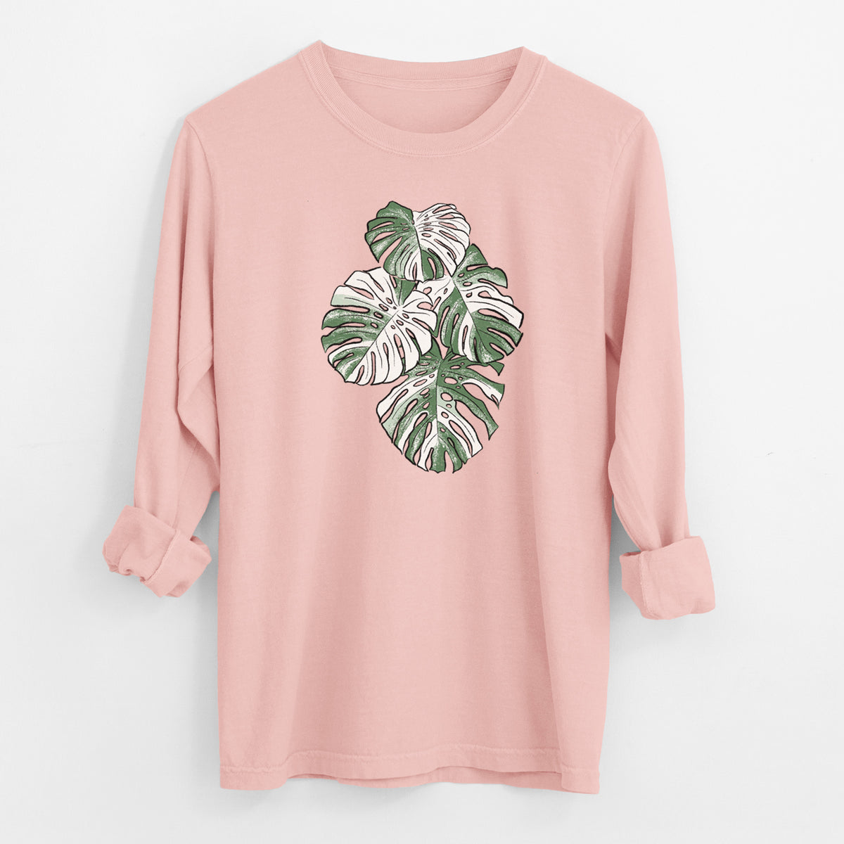 Variegated Monstera - Men&#39;s Heavyweight 100% Cotton Long Sleeve