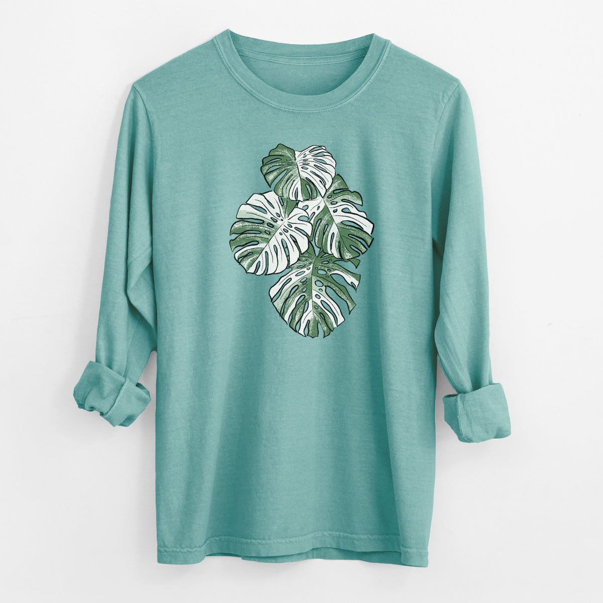 Variegated Monstera - Men&#39;s Heavyweight 100% Cotton Long Sleeve