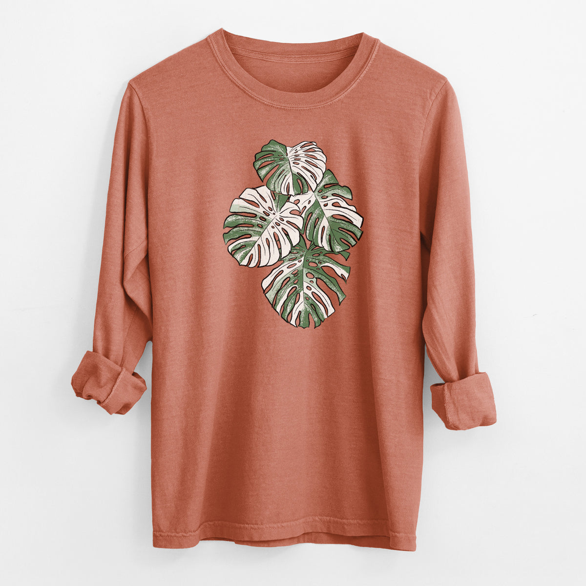 Variegated Monstera - Men&#39;s Heavyweight 100% Cotton Long Sleeve