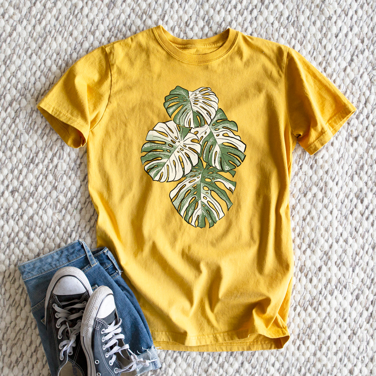 Variegated Monstera - Heavyweight Men&#39;s 100% Organic Cotton Tee