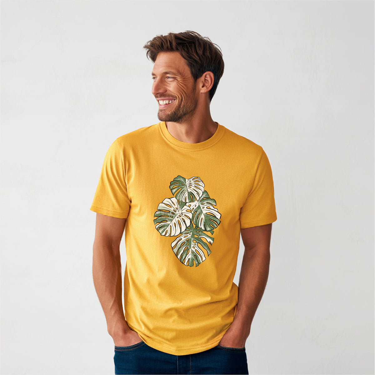 Variegated Monstera - Heavyweight Men&#39;s 100% Organic Cotton Tee