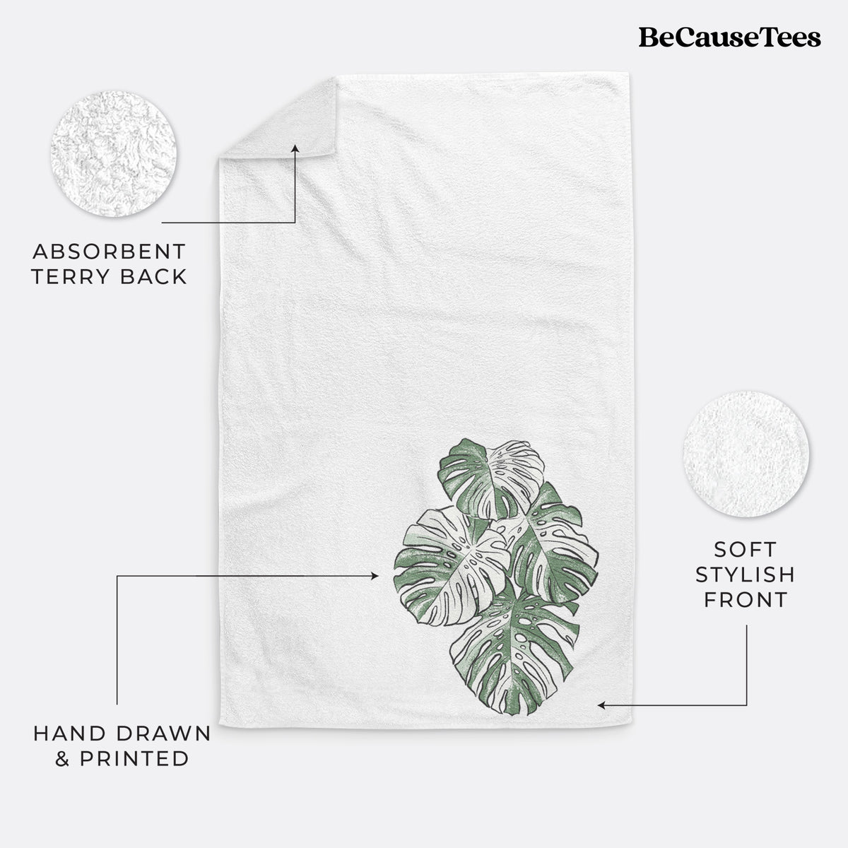 Variegated Monstera Premium Hand Towel