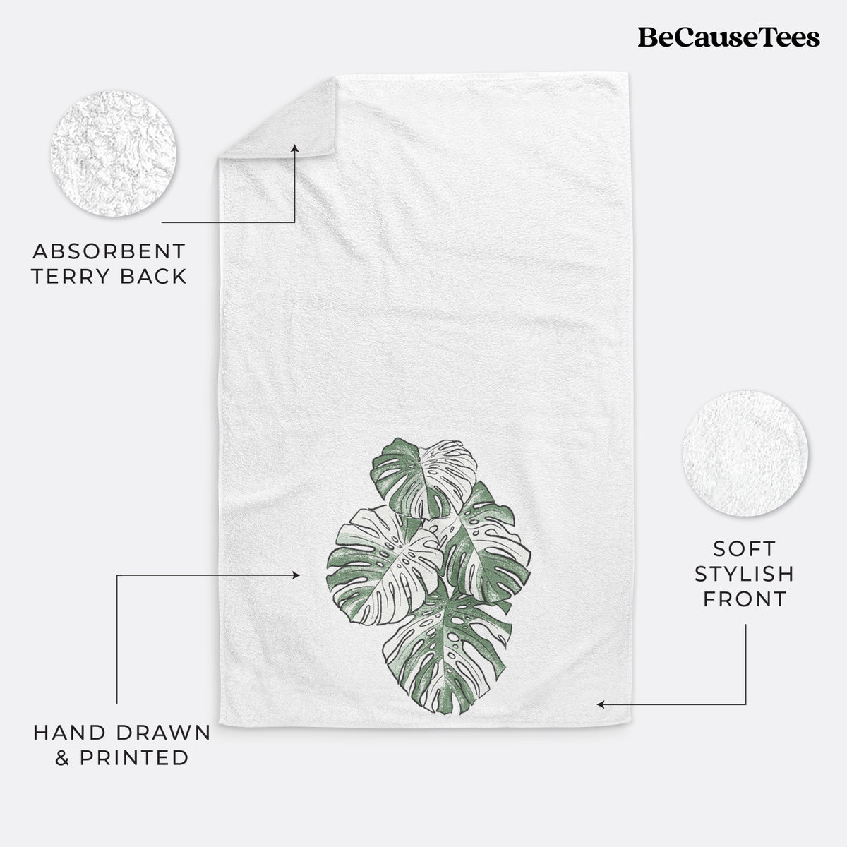 Variegated Monstera Premium Hand Towel