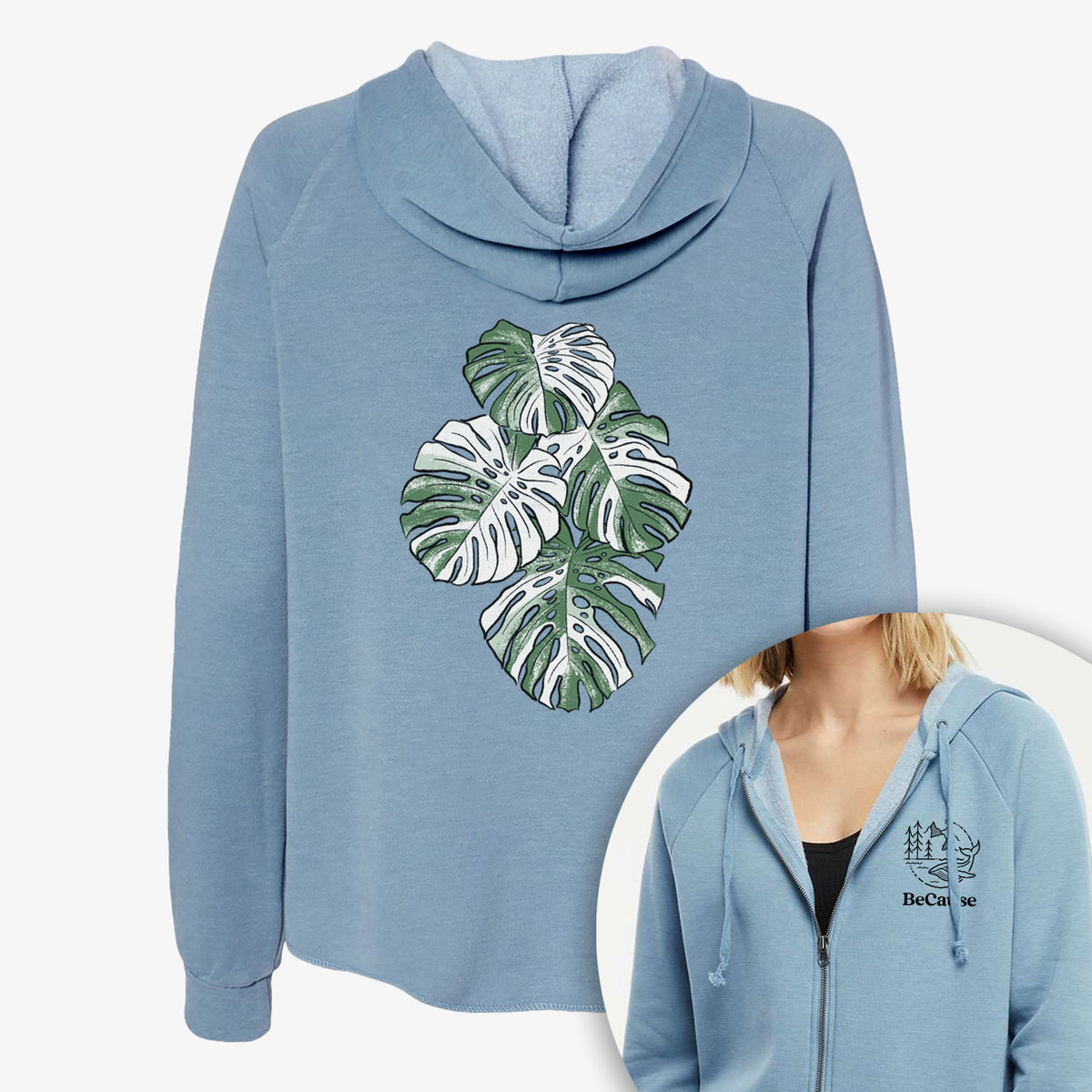 Variegated Monstera - Women&#39;s Cali Wave Zip-Up Sweatshirt