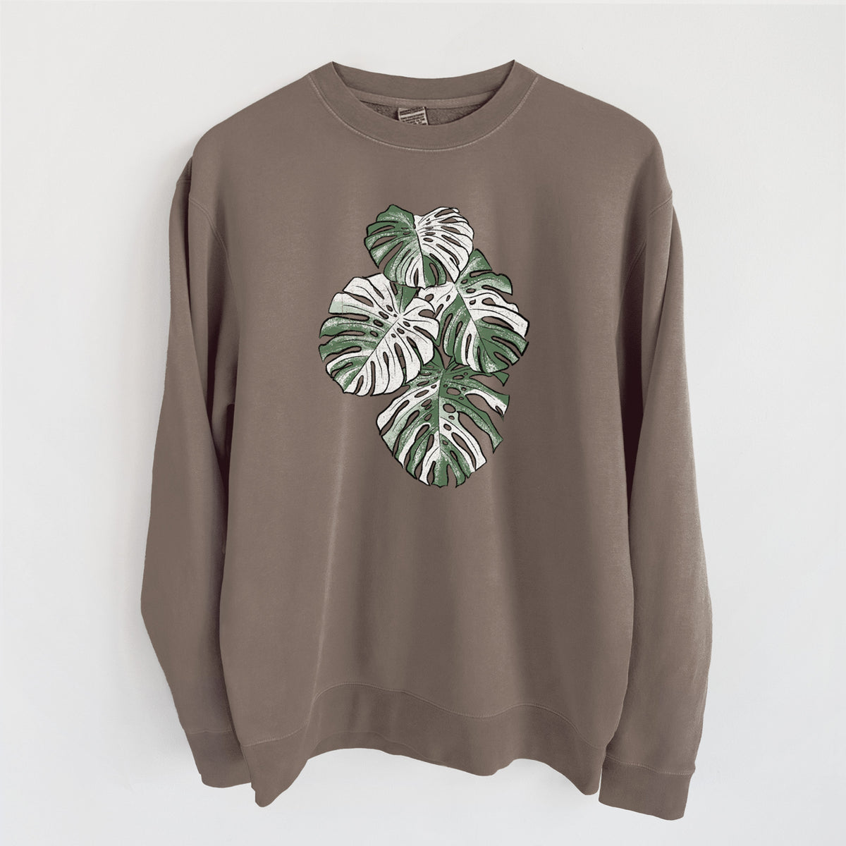 Variegated Monstera - Unisex Pigment Dyed Crew Sweatshirt in Espresso
