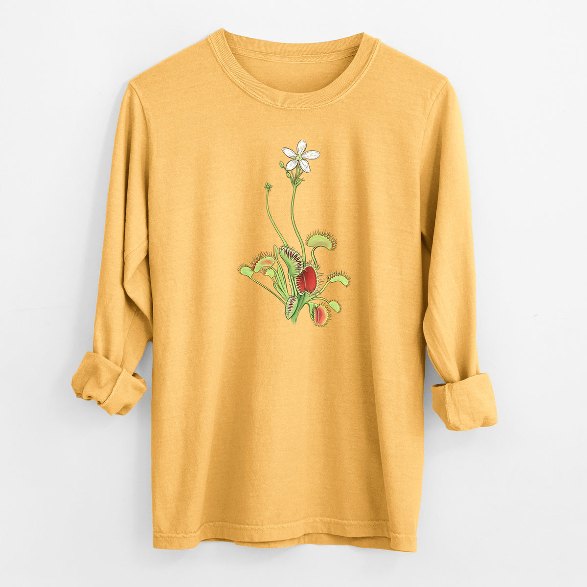 Colorful Carnivorous Venus Fly Trap - Men&#39;s Heavyweight 100% Cotton Long Sleeve