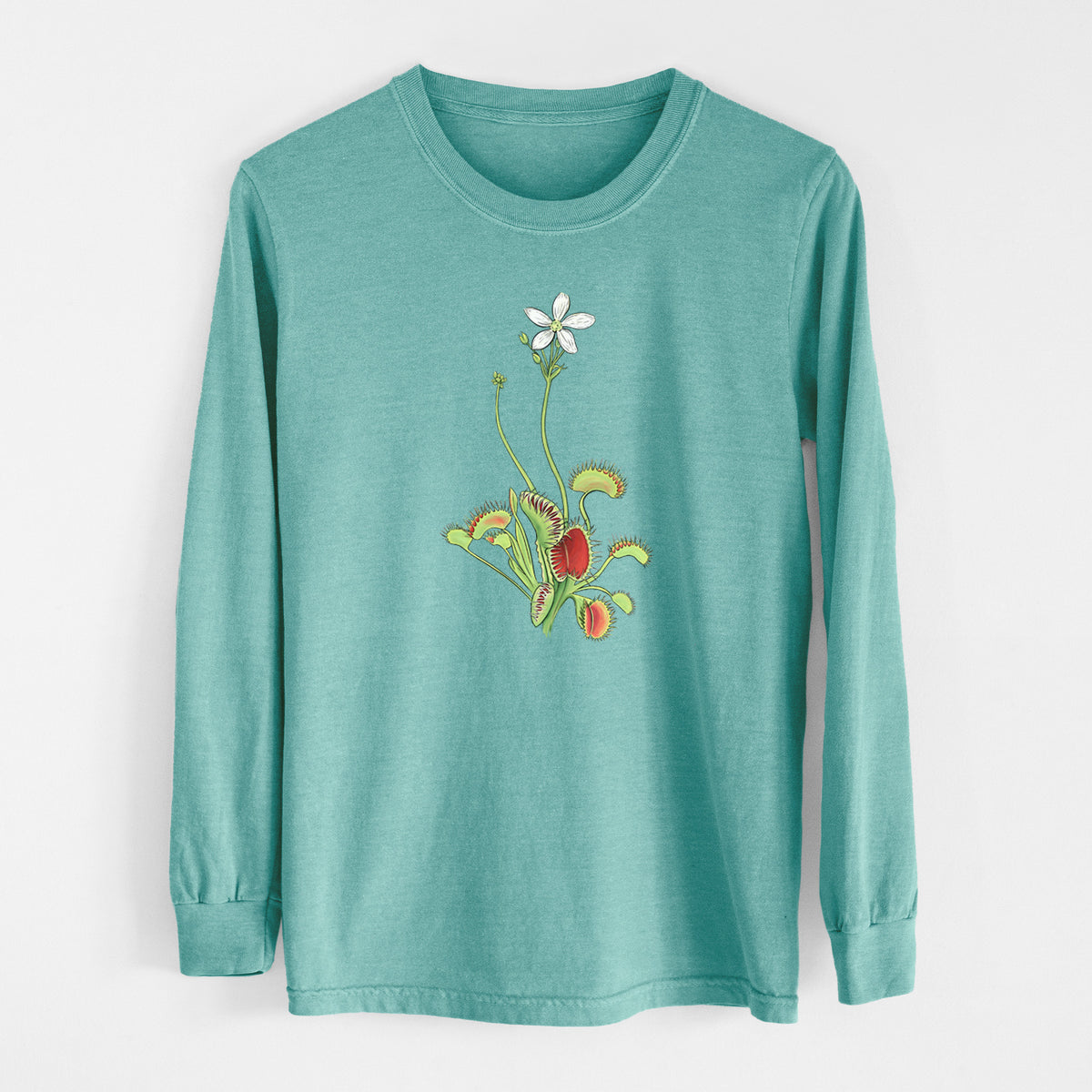 Colorful Carnivorous Venus Fly Trap - Men&#39;s Heavyweight 100% Cotton Long Sleeve