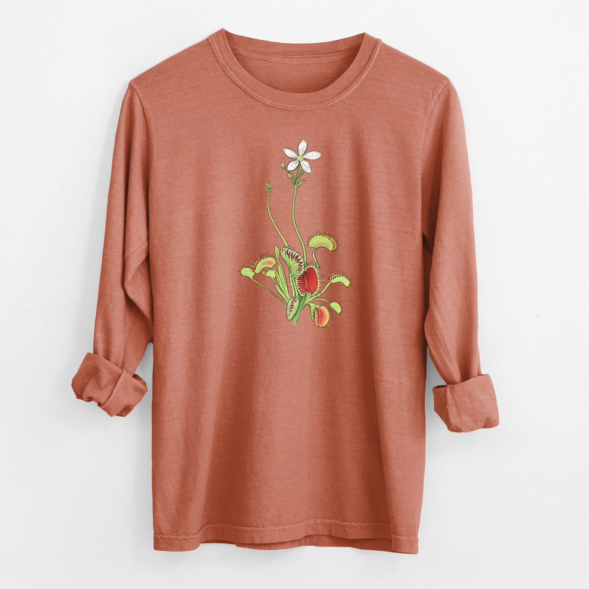 Colorful Carnivorous Venus Fly Trap - Men&#39;s Heavyweight 100% Cotton Long Sleeve