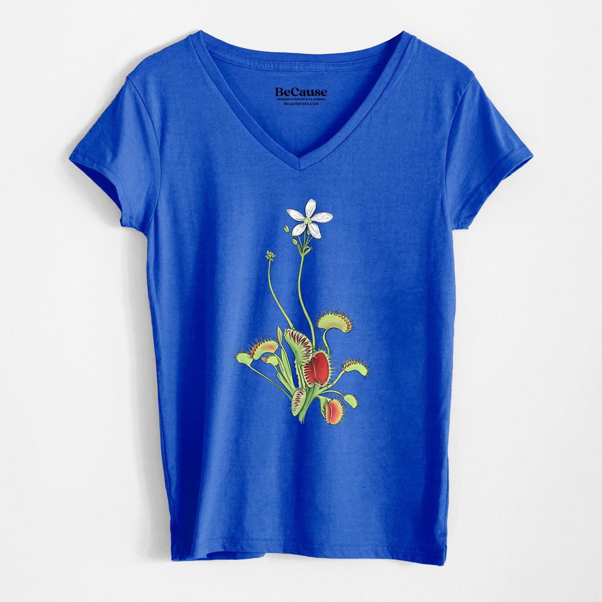 Colorful Carnivorous Venus Fly Trap - Women&#39;s 100% Recycled V-neck