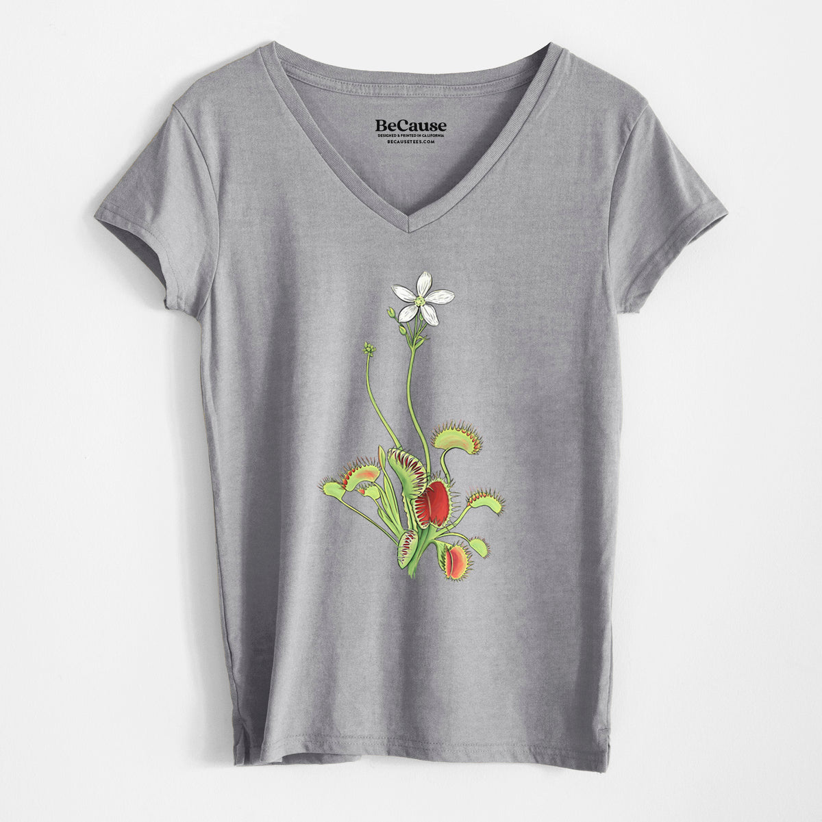Colorful Carnivorous Venus Fly Trap - Women&#39;s 100% Recycled V-neck