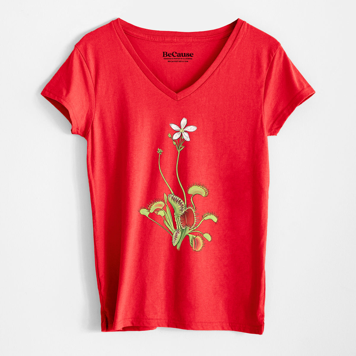Colorful Carnivorous Venus Fly Trap - Women&#39;s 100% Recycled V-neck