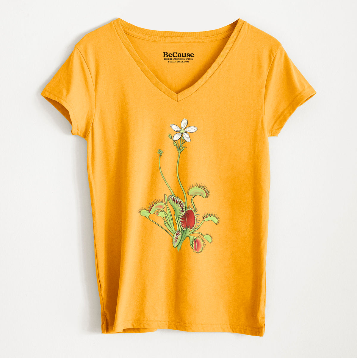 Colorful Carnivorous Venus Fly Trap - Women&#39;s 100% Recycled V-neck
