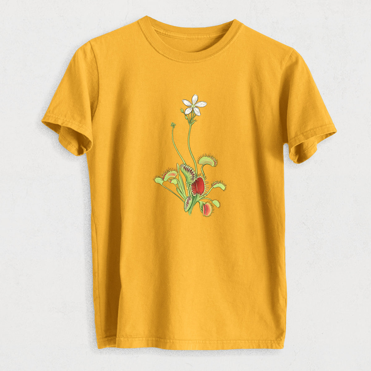 Colorful Carnivorous Venus Fly Trap - Heavyweight Men&#39;s 100% Organic Cotton Tee