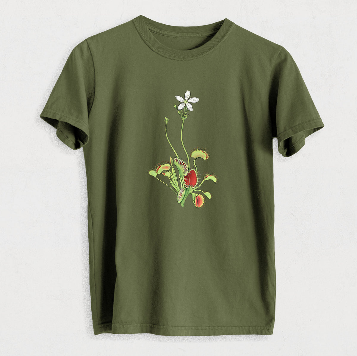Colorful Carnivorous Venus Fly Trap - Heavyweight Men&#39;s 100% Organic Cotton Tee