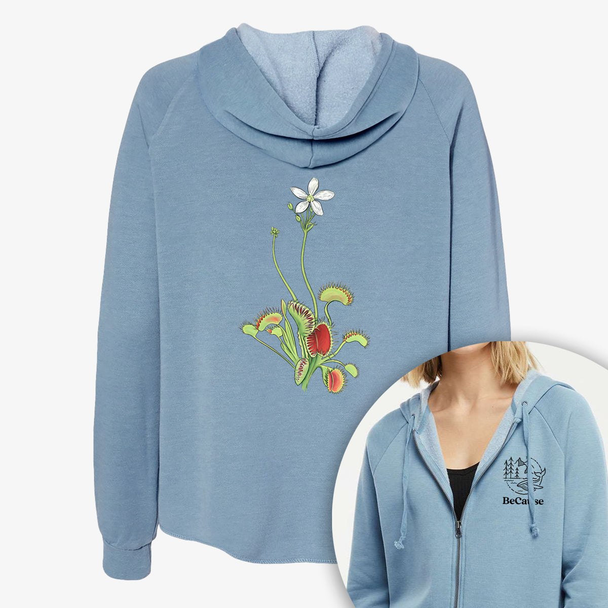 Colorful Carnivorous Venus Fly Trap - Women&#39;s Cali Wave Zip-Up Sweatshirt
