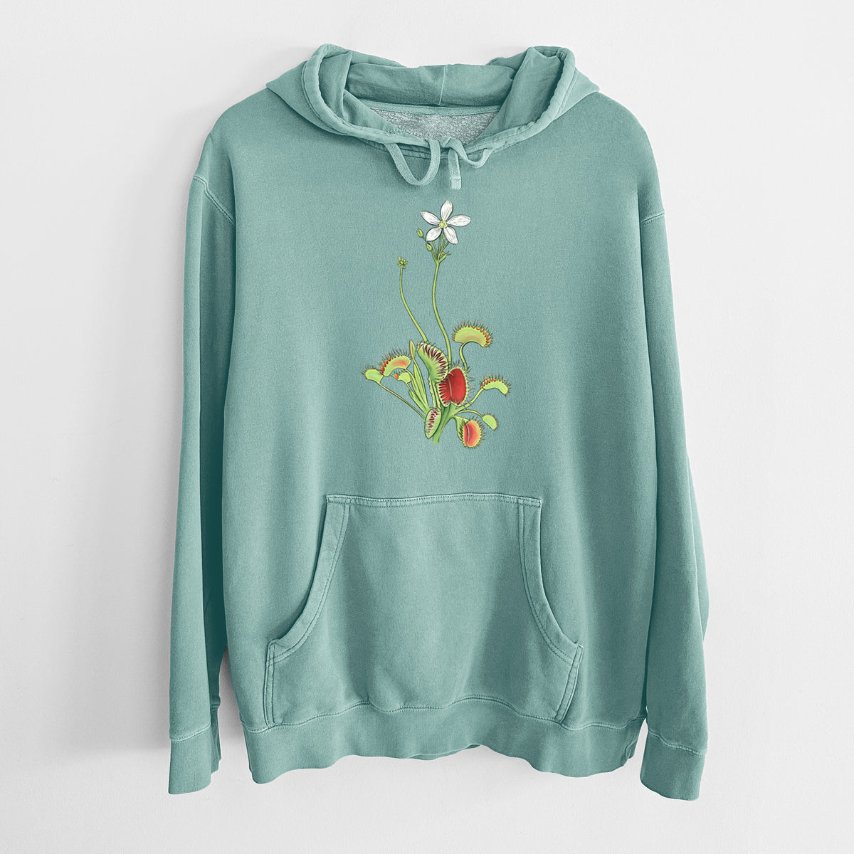 Colorful Carnivorous Venus Fly Trap - Unisex Pigment Dyed Hoodie