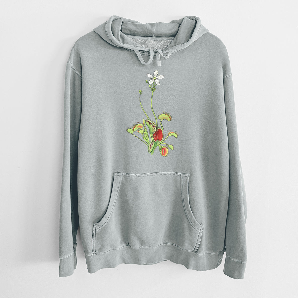 Colorful Carnivorous Venus Fly Trap - Unisex Pigment Dyed Hoodie