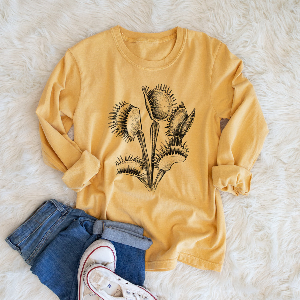 Venus Fly Trap - Dionaea muscipula - Men&#39;s Heavyweight 100% Cotton Long Sleeve