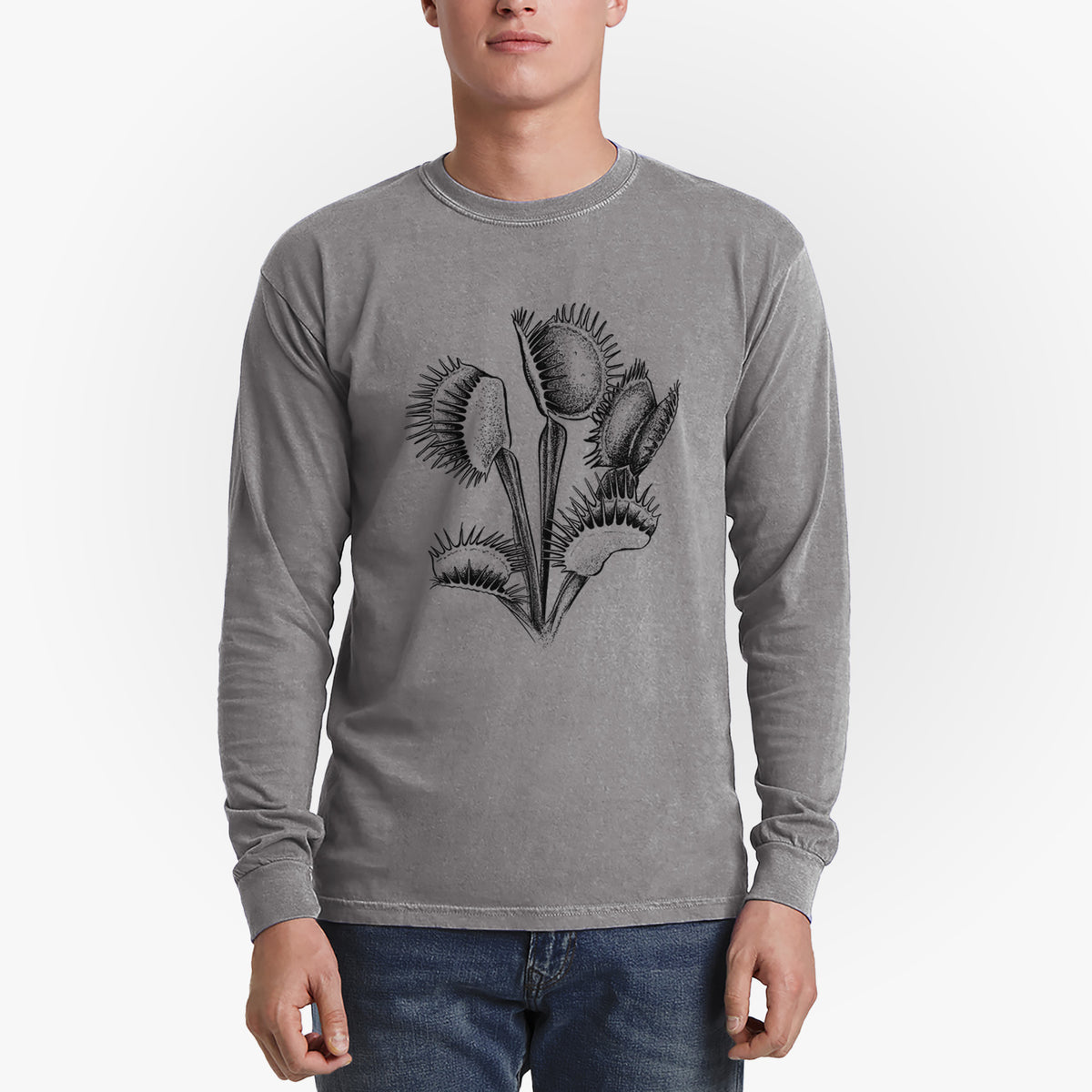 Venus Fly Trap - Dionaea muscipula - Men&#39;s Heavyweight 100% Cotton Long Sleeve
