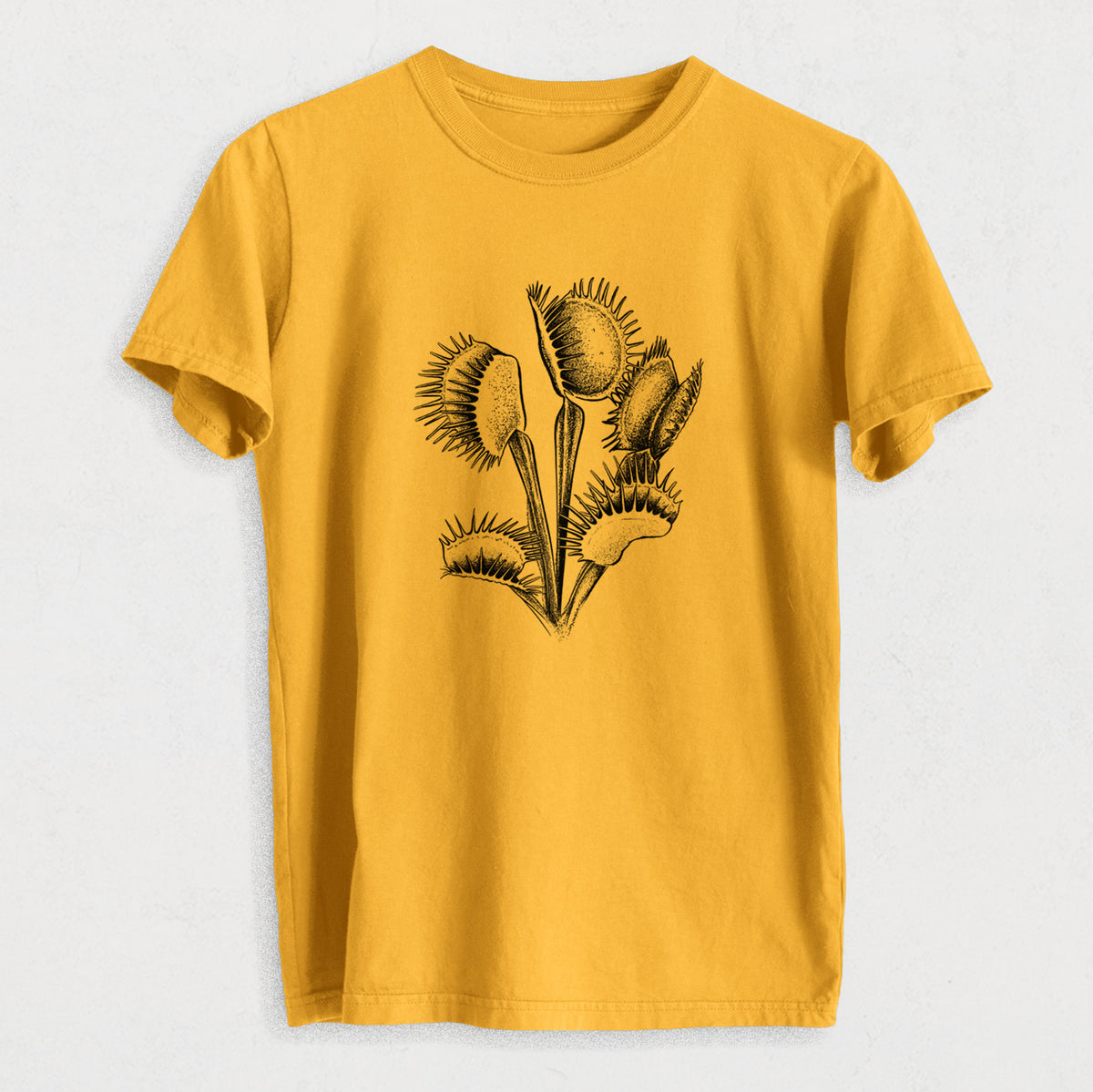 Venus Fly Trap - Dionaea muscipula - Heavyweight Men&#39;s 100% Organic Cotton Tee
