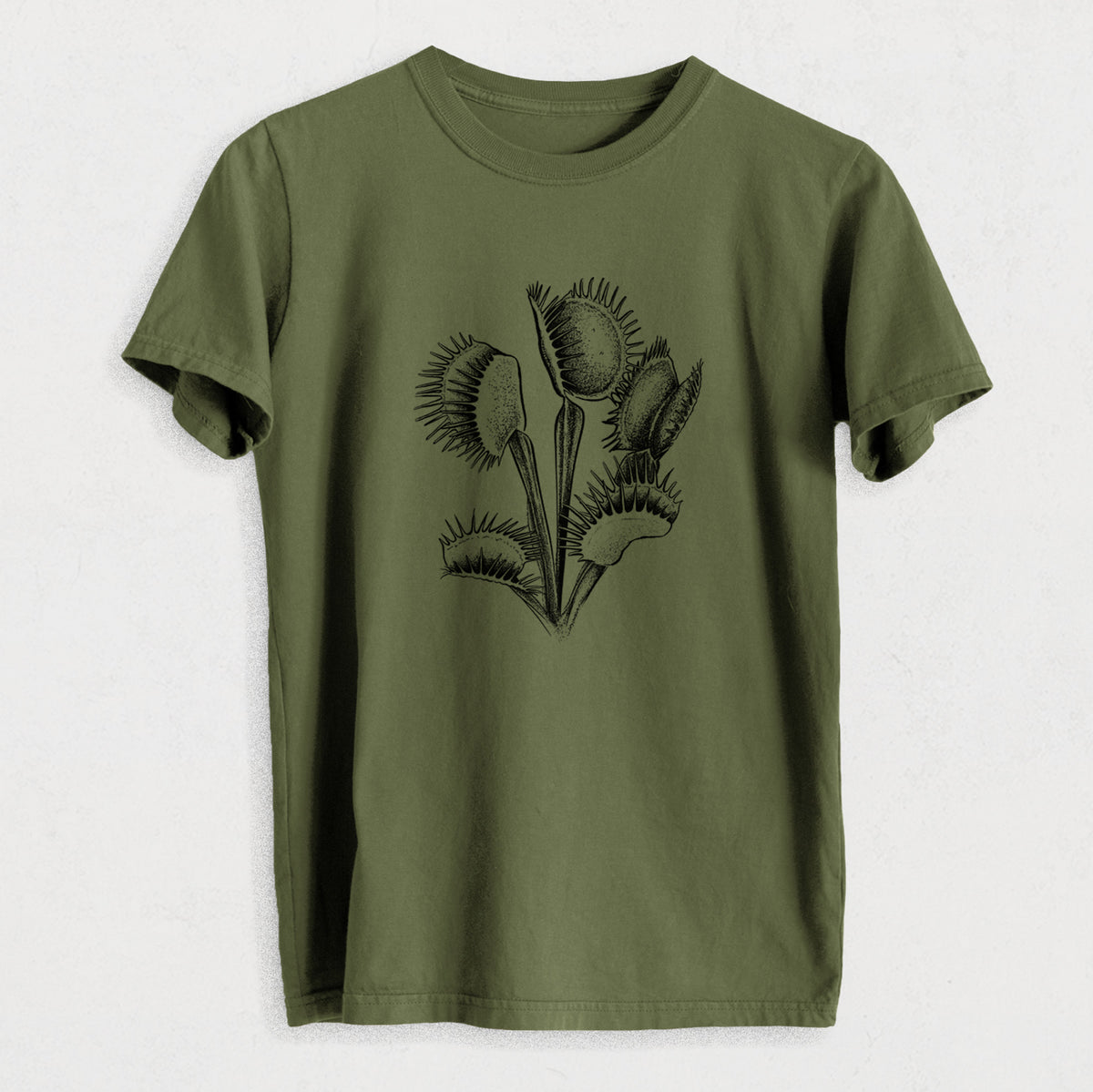 Venus Fly Trap - Dionaea muscipula - Heavyweight Men&#39;s 100% Organic Cotton Tee