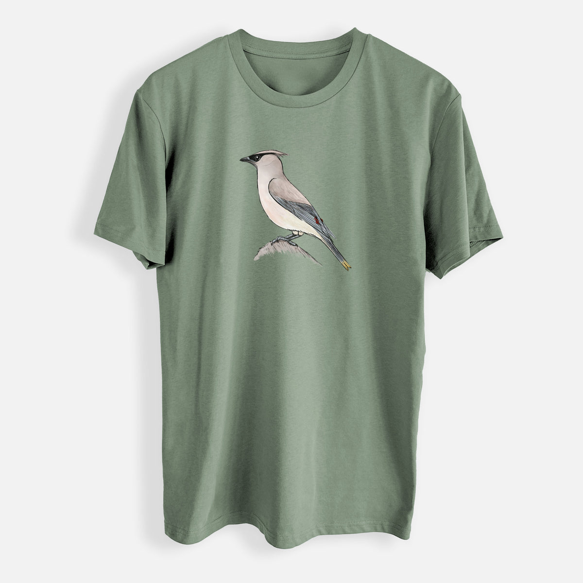 Vibrant Cedar Waxwing - Bombycilla cedrorum - Mens Everyday Staple Tee