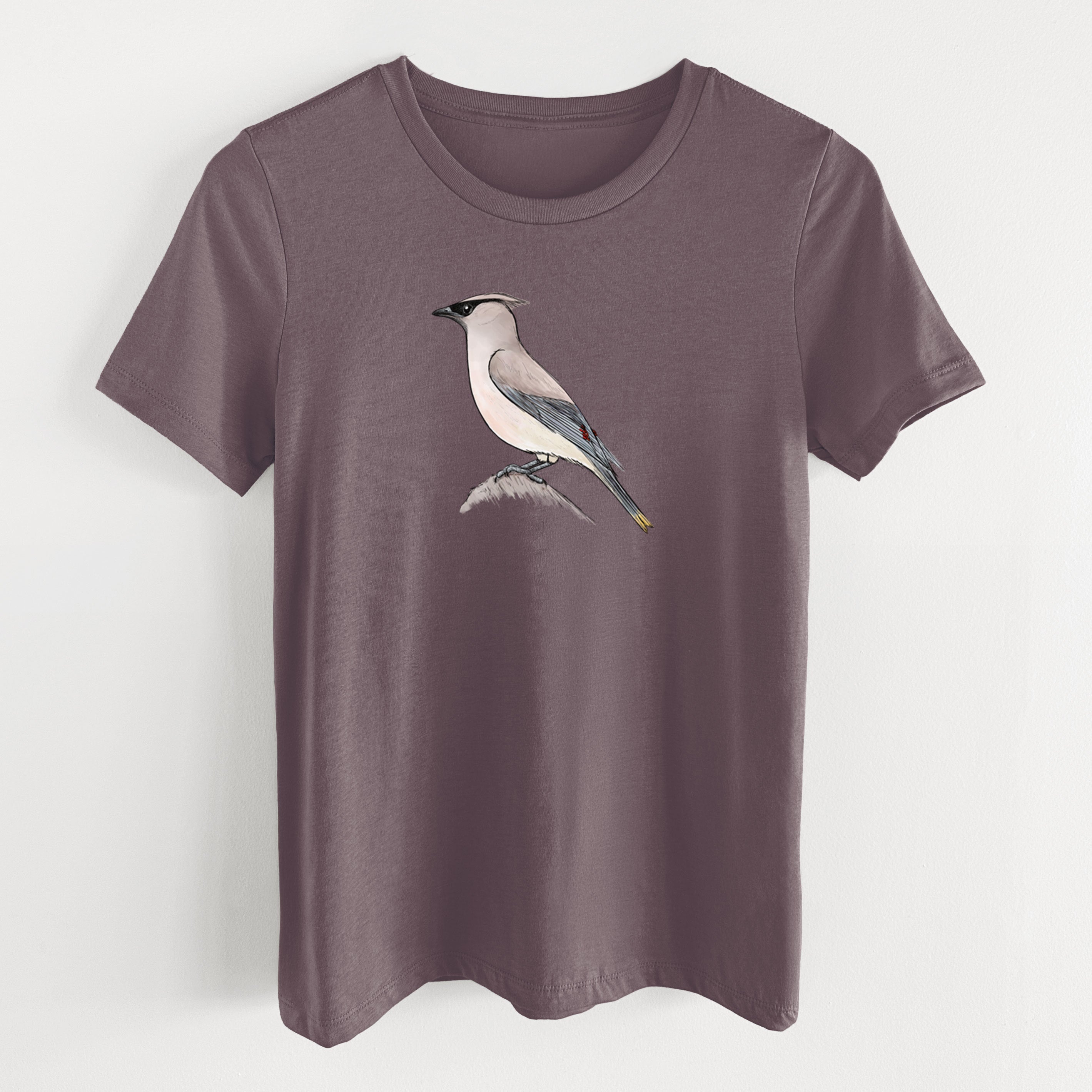 Vibrant Cedar Waxwing - Bombycilla cedrorum - Women's Lightweight Relaxed Fit 100% Cotton Crewneck