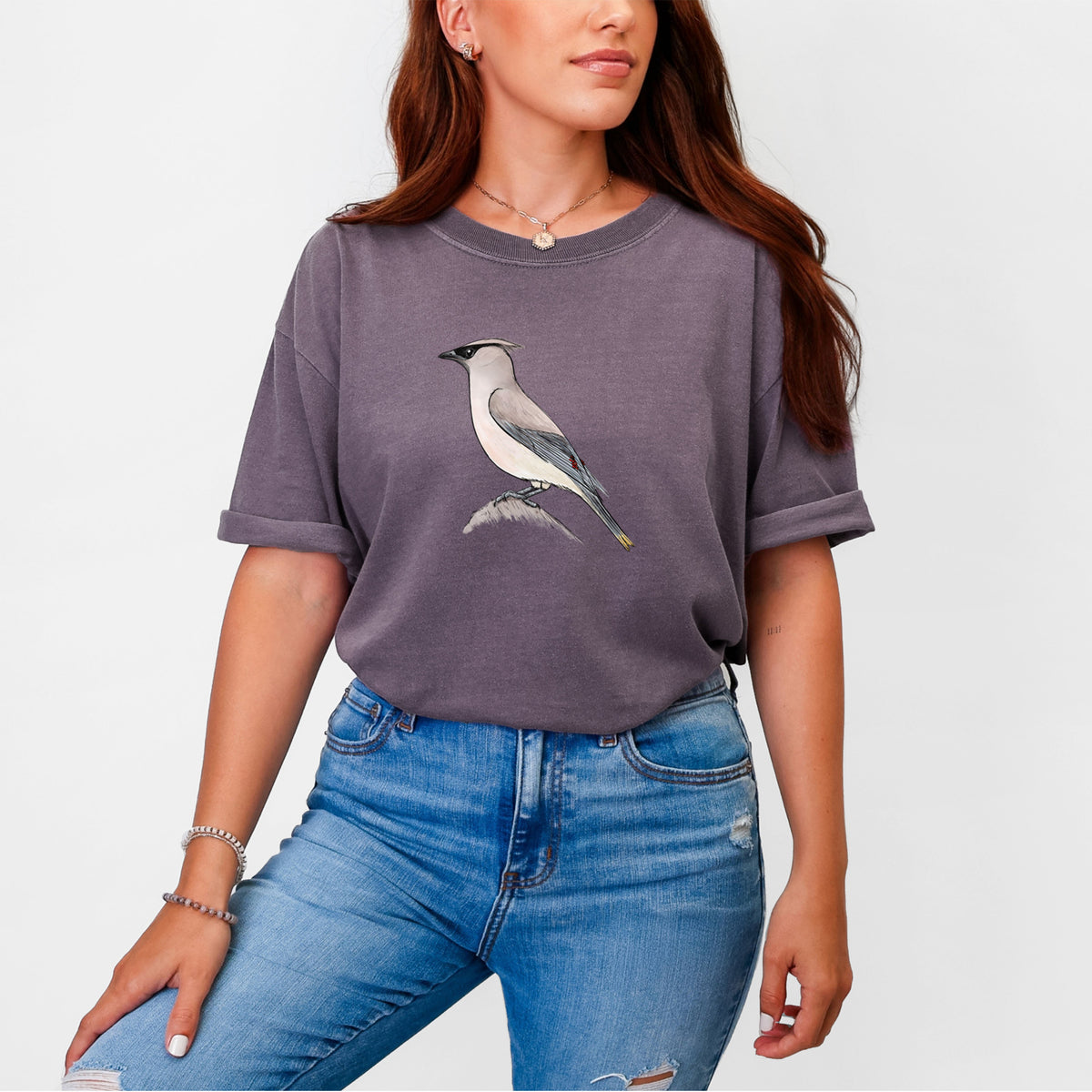 Vibrant Cedar Waxwing - Bombycilla cedrorum - Unisex Comfort Colors Garment-Dyed Heavyweight T-shirt