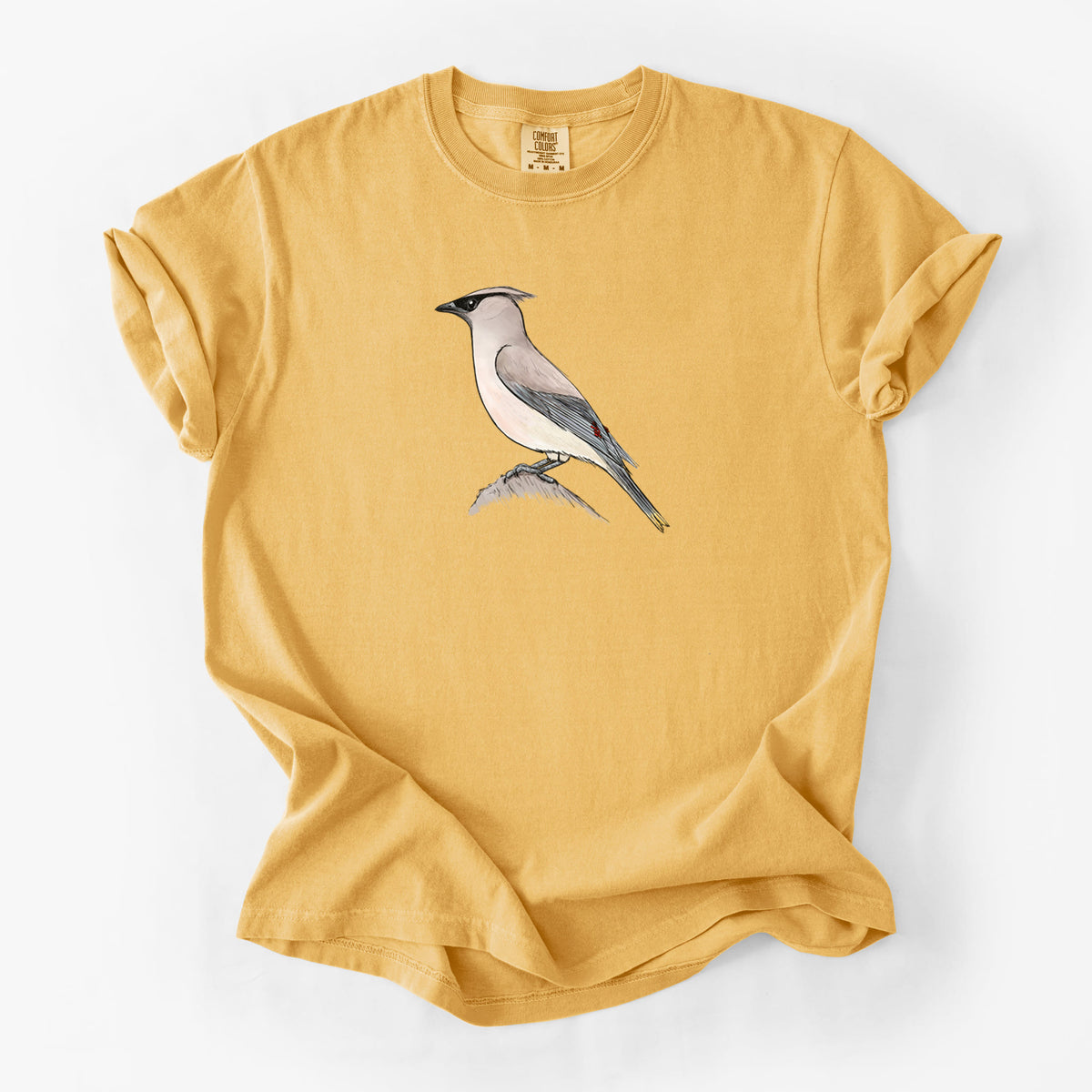 Vibrant Cedar Waxwing - Bombycilla cedrorum - Unisex Comfort Colors Garment-Dyed Heavyweight T-shirt