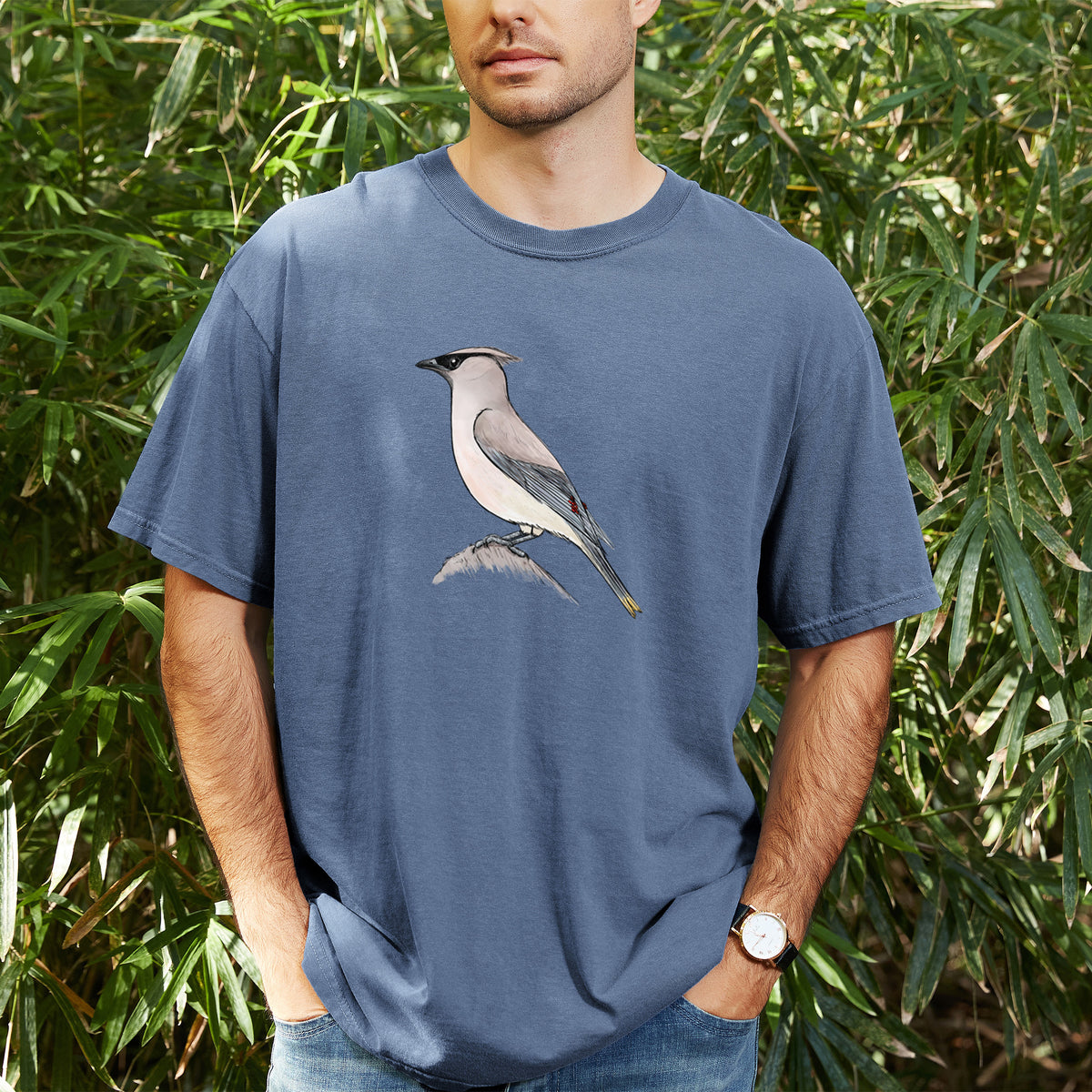 Vibrant Cedar Waxwing - Bombycilla cedrorum - Unisex Comfort Colors Garment-Dyed Heavyweight T-shirt