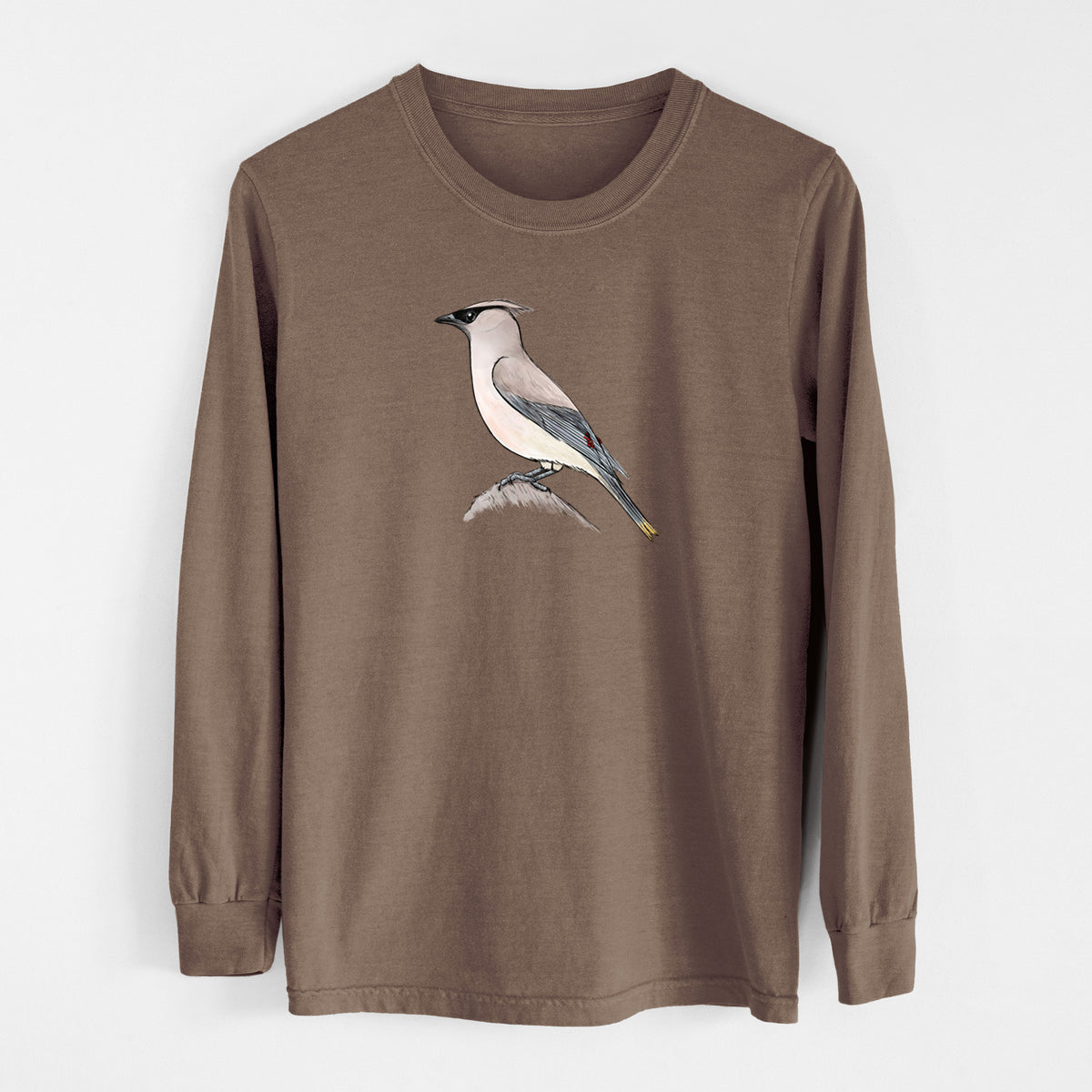 Vibrant Cedar Waxwing - Bombycilla cedrorum - Unisex Comfort Colors 100% Cotton Long Sleeve