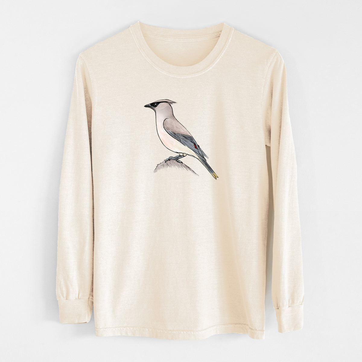 Vibrant Cedar Waxwing - Bombycilla cedrorum - Unisex Comfort Colors 100% Cotton Long Sleeve